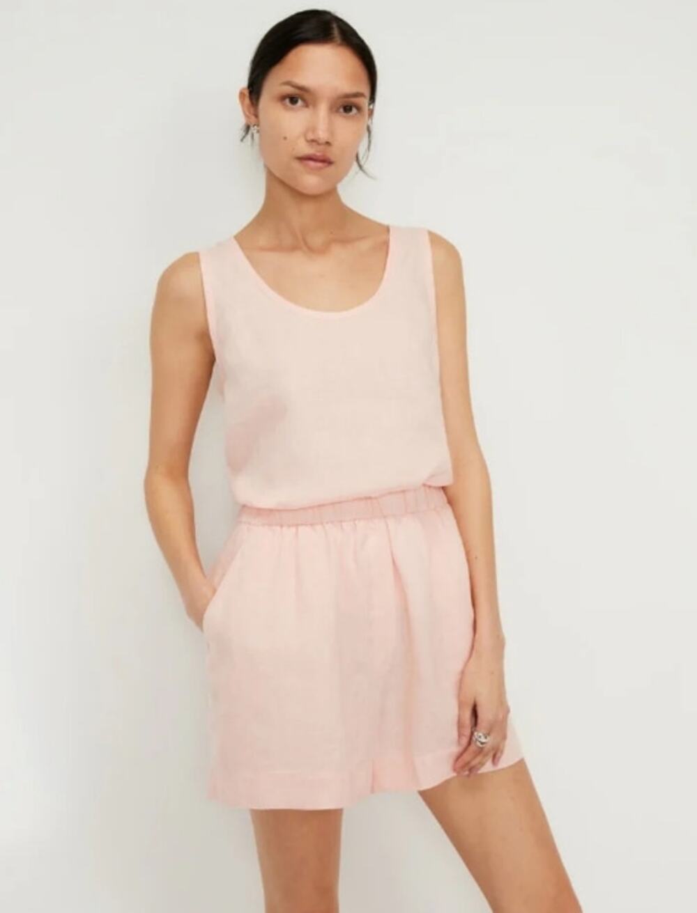 EVERLANE 100% Linen Tank Scoop Neck Tank Size 2 Petal Pink